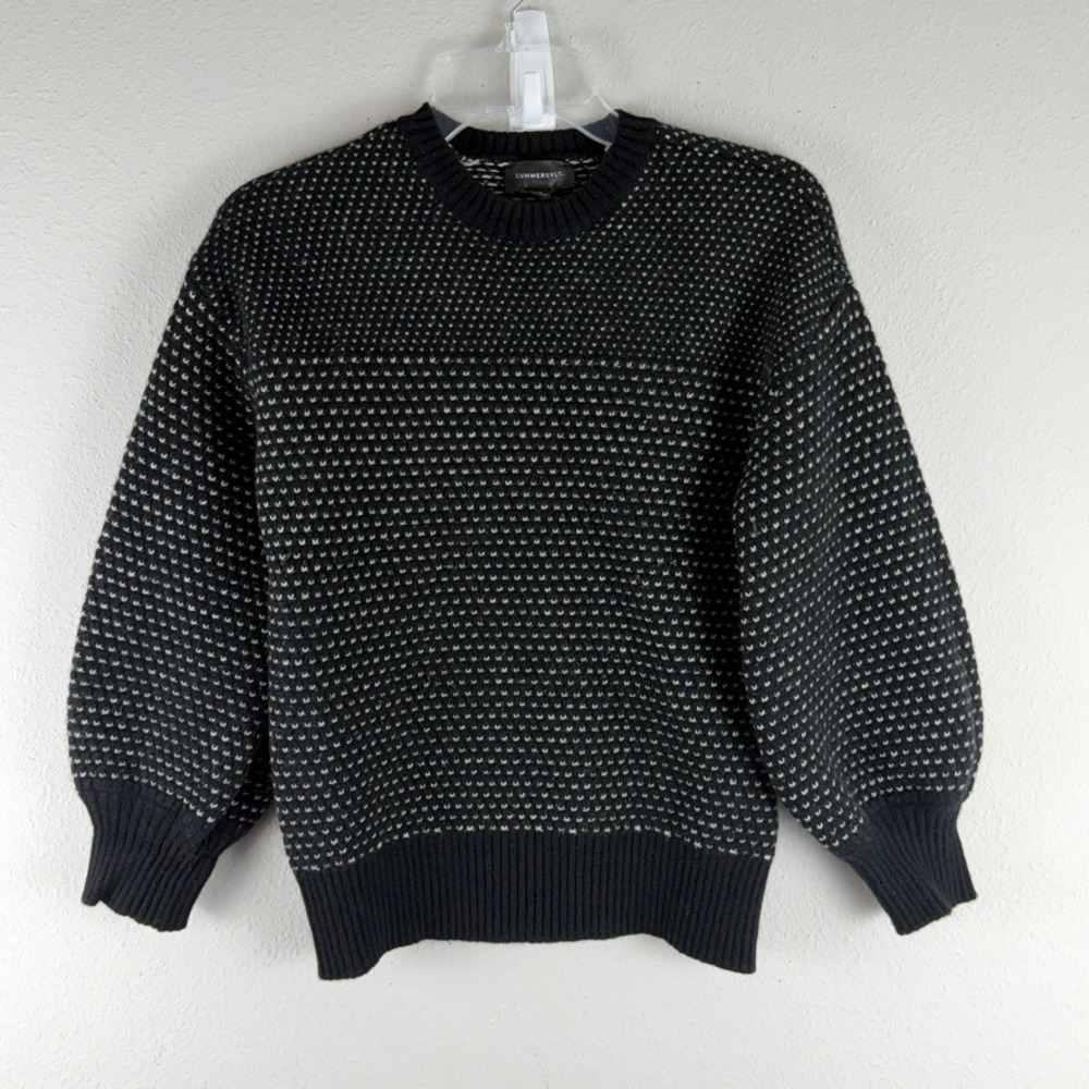 Summersalt Sweater S Black White Birdseye Wool Cashmere Nordic Winter Prep Core